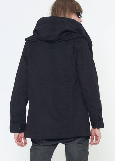 Konus Men's M-65 Jacket With Oversized Hood in Black by Shop at Konus