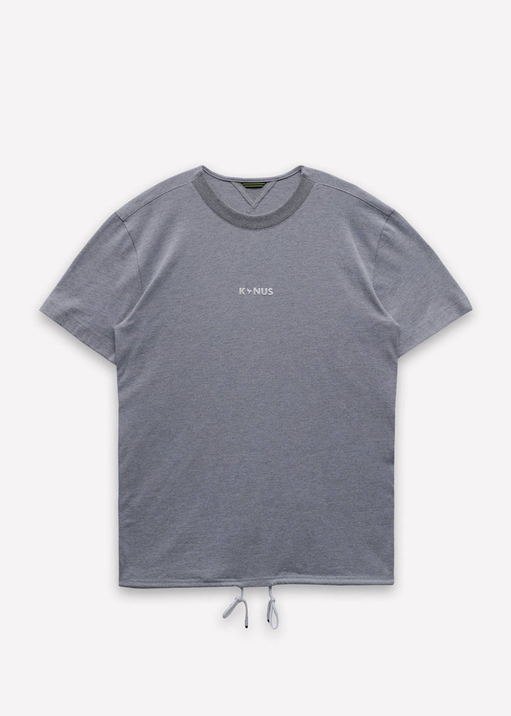 Konus Men's Short Sleeve Tee w/ Tape on Side Seam in Heather Grey by Shop at Konus