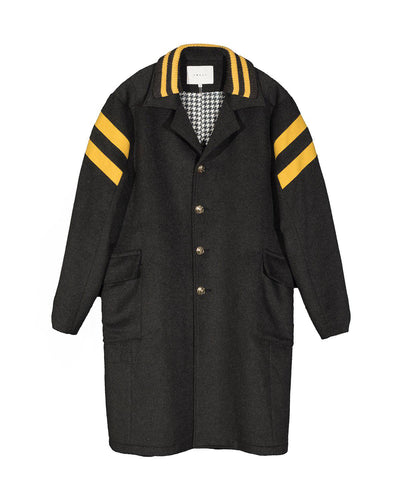 Konus Men's Wool Blend Coat With Color Stripes in Charcoal by Shop at Konus