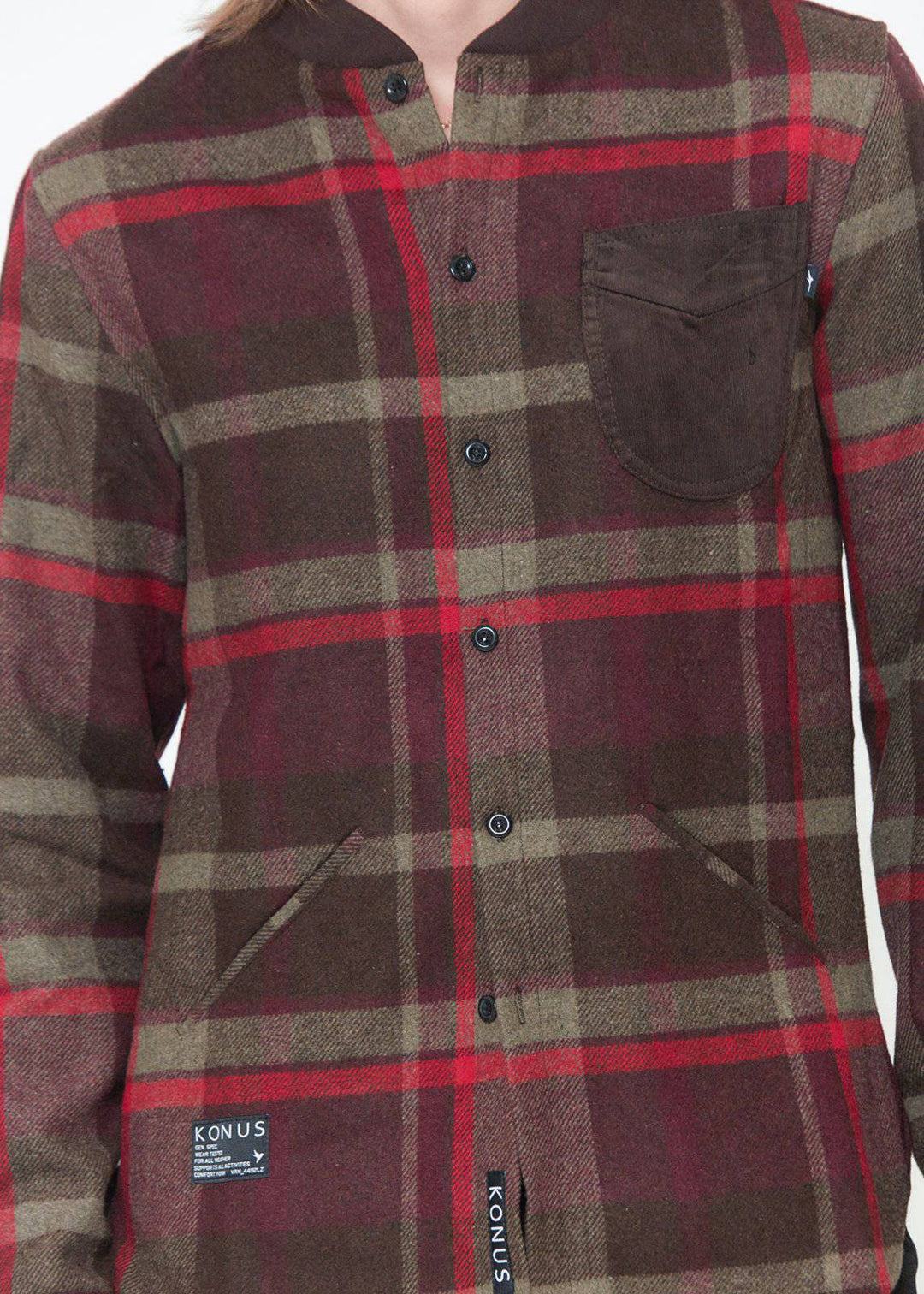 Konus Men's Wool Blend Shirt Jacket in Burgundy by Shop at Konus