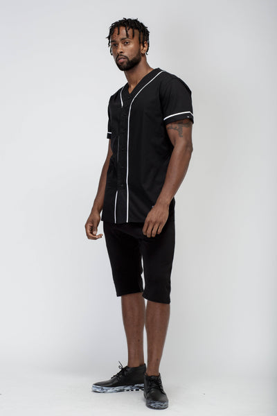 Konus Men's Woven Baseball Jersey Shirt in Black by Shop at Konus