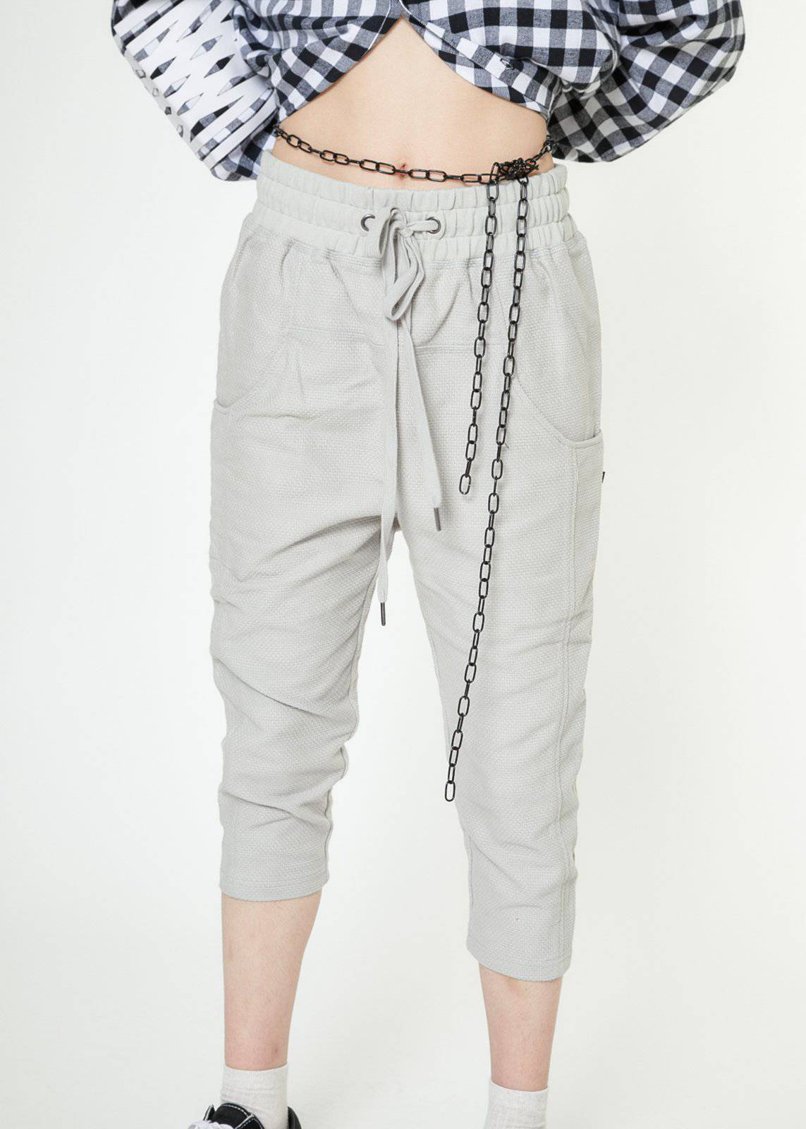 Konus Men's Cropped Pants With Side Panels in Grey by Shop at Konus