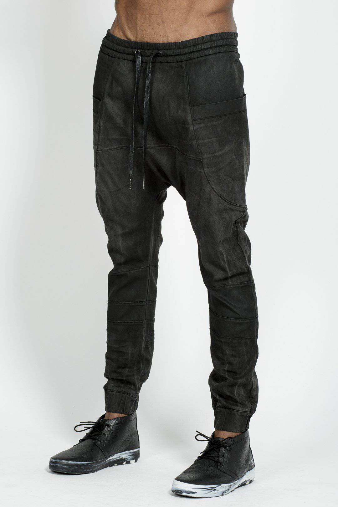 Konus Men's Drop Crotch Sweatpants in Black by Shop at Konus