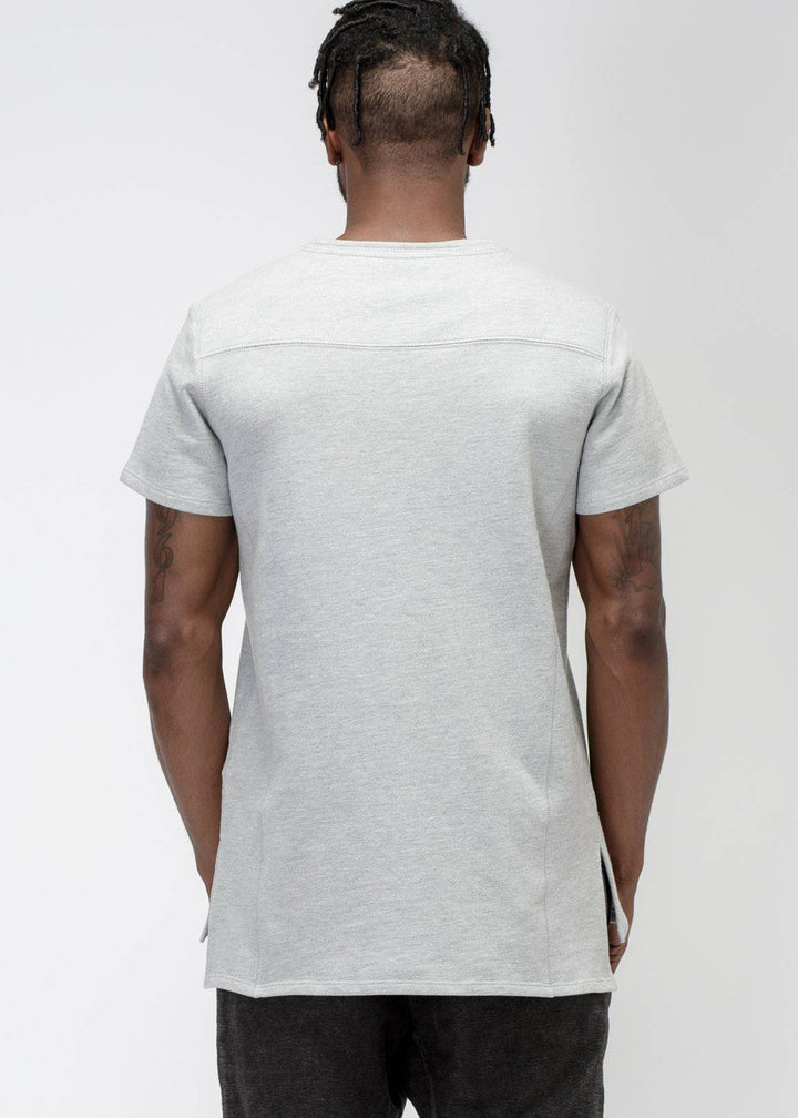 Konus Men's Hi Lo Terry Tee in Heather Grey by Shop at Konus