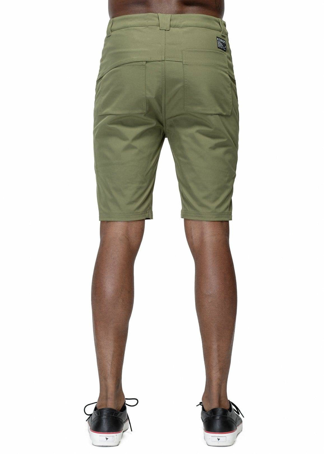 Konus Men's Shorts w/ Asymmetrical Zipper Fly in Olive by Shop at Konus