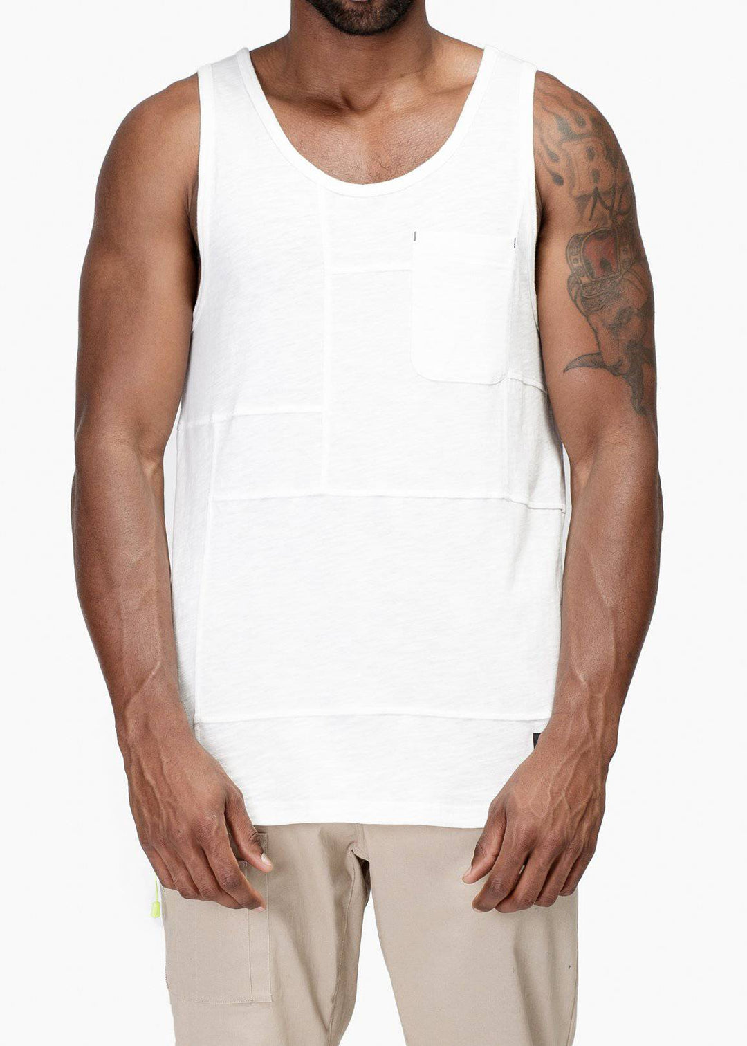 Konus Men's Multi Stitched Tank Top in White by Shop at Konus