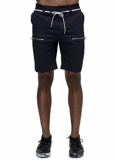 Konus Men's Zipper Cargo Shorts With Drawcord in Navy by Shop at Konus