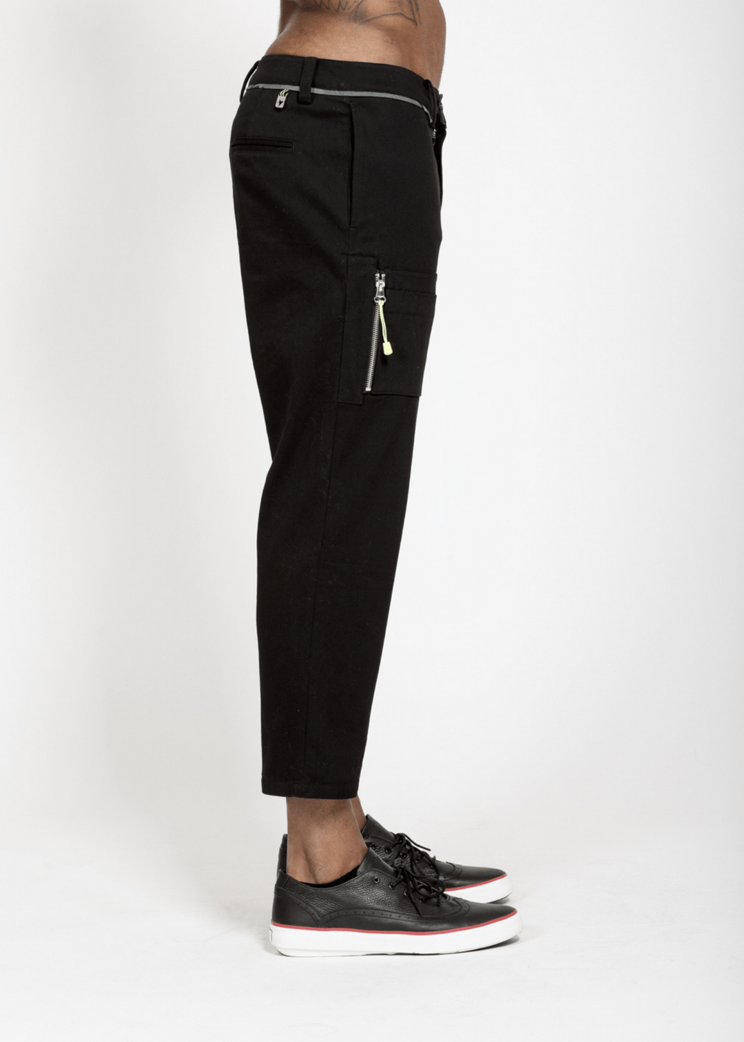 Konus Men's Cropped Side Zip Pants in Black by Shop at Konus