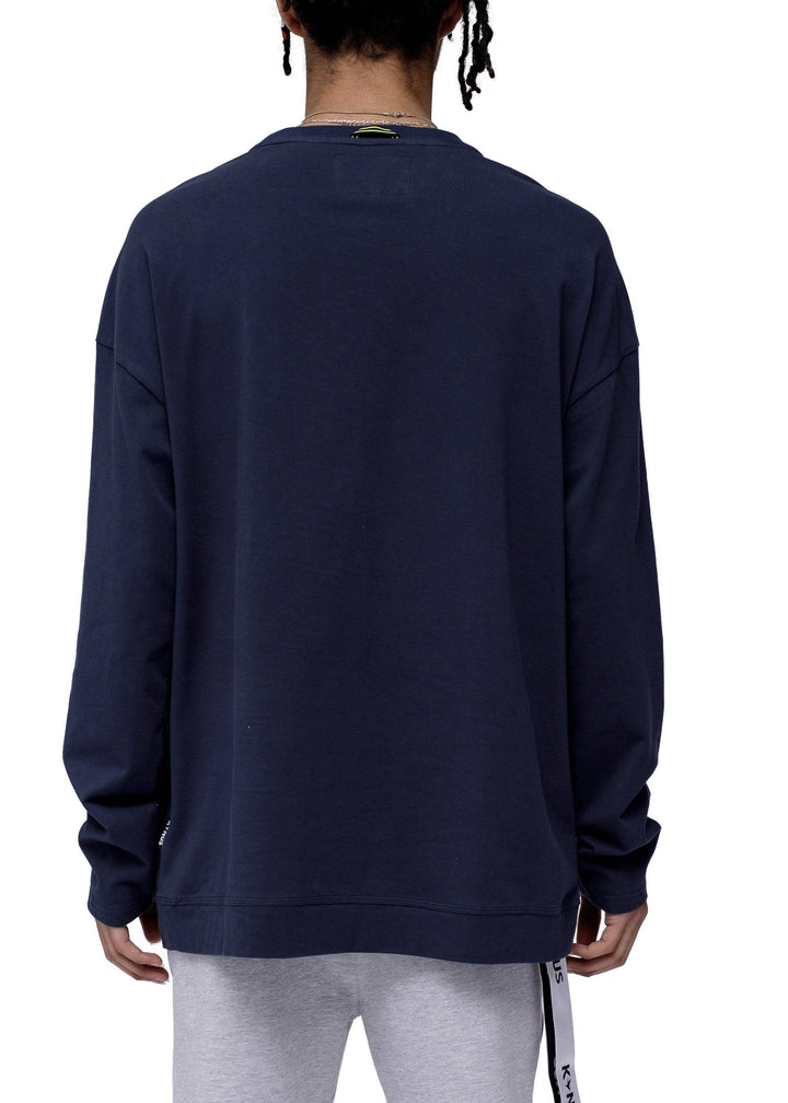 Konus Men's Long Sleeve Oversize Pocket Tee in Navy by Shop at Konus