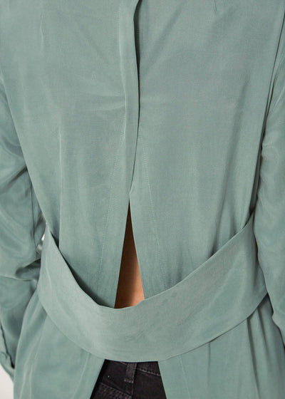 Ro&de Women's Button Up Open Back Blouse In Sage by Shop at Konus