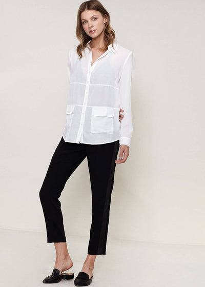 Women's Button Down Pocket Blouse In Ivory by Shop at Konus