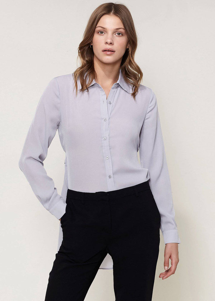 Ro&de Women's Noir Belted Hi-lo Blouse In Dove Silver by Shop at Konus