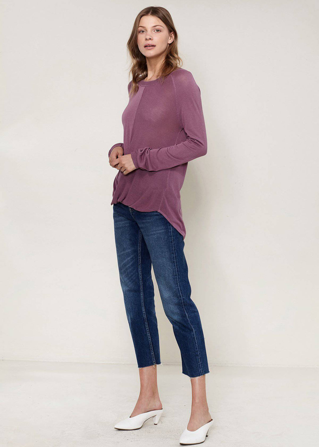 Ro&de Noir Wrap Hem Sweater In Fig by Shop at Konus