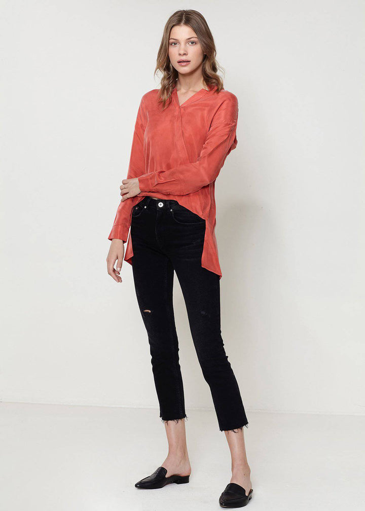 Women's Wrapped High Low Hem Blouse Top In Sweet Paprika by Shop at Konus