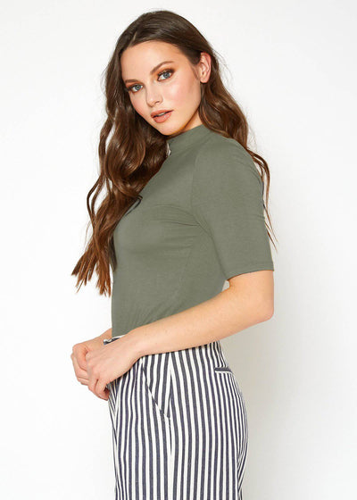 Women's Half Sleeve Turtle Neck Fitted Top by Shop at Konus