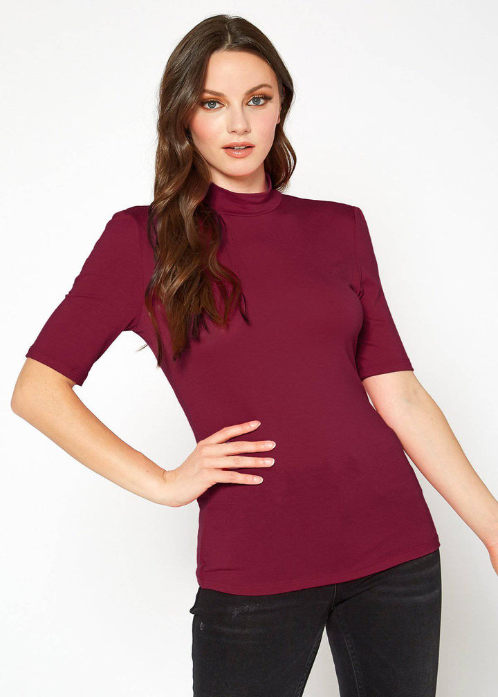 Women's Half Sleeve Turtle Neck Fitted Top by Shop at Konus