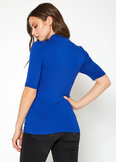Women's Half Sleeve Turtle Neck Fitted Top by Shop at Konus
