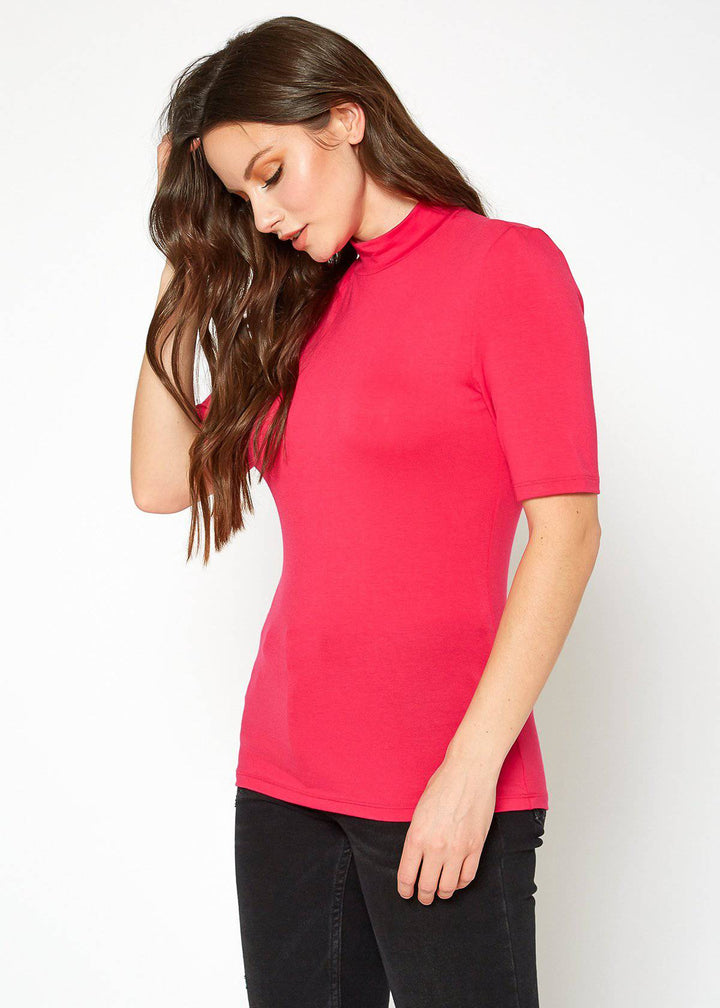 Women's Half Sleeve Turtle Neck Fitted Top by Shop at Konus