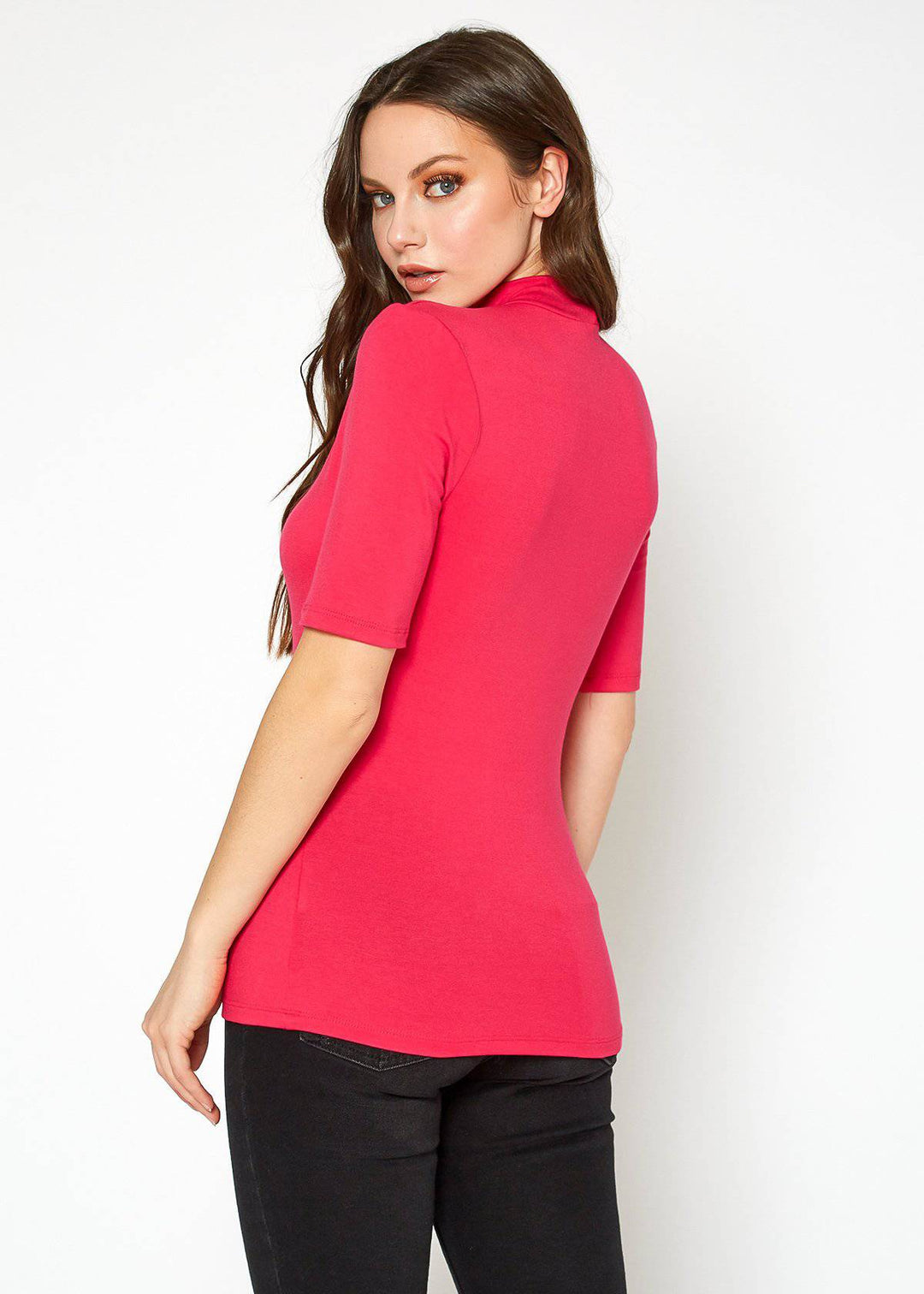 Women's Half Sleeve Turtle Neck Fitted Top by Shop at Konus