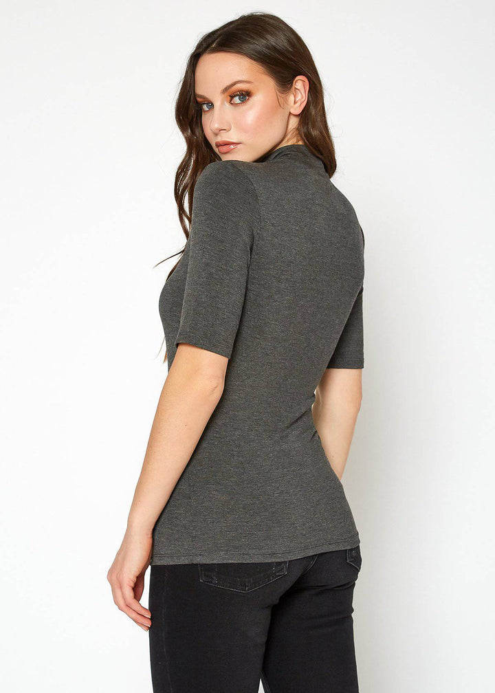 Women's Half Sleeve Turtle Neck Fitted Top by Shop at Konus