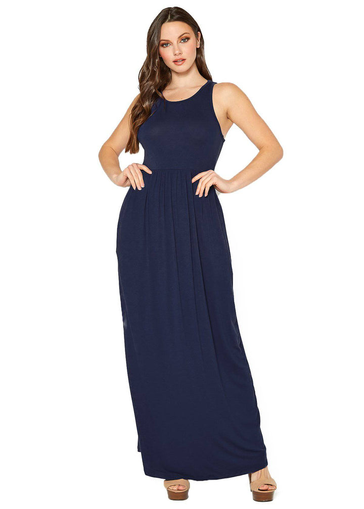 Womens Sleeveless Pleated Maxi Dress by Shop at Konus