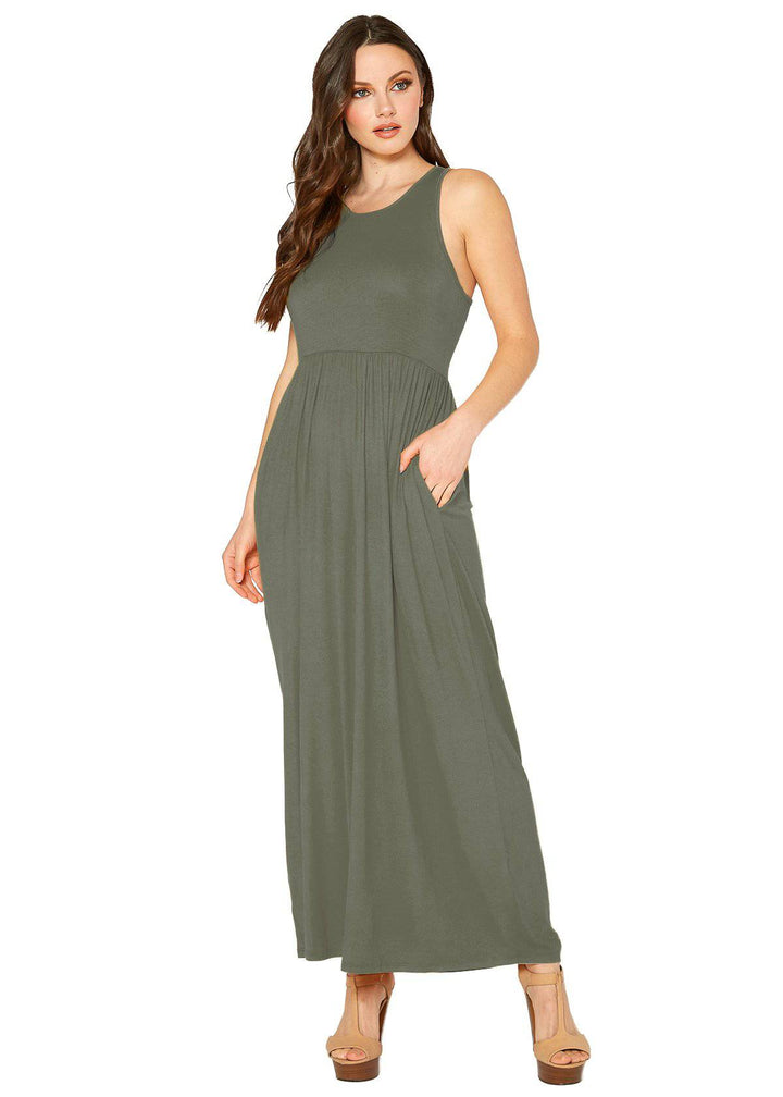 Womens Sleeveless Pleated Maxi Dress by Shop at Konus