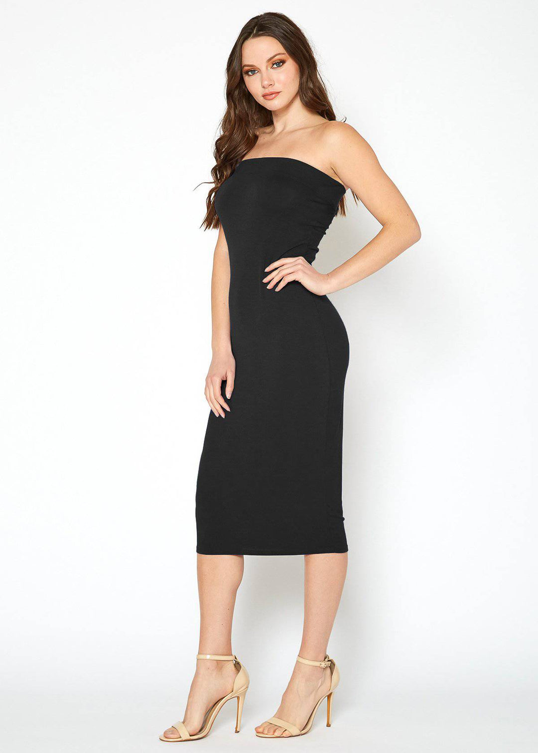 Women's Tube Top Bodycon Midi Dress by Shop at Konus