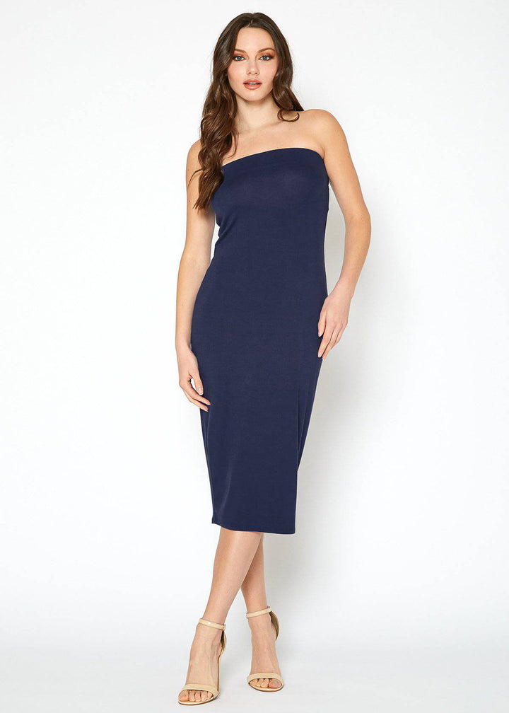 Women's Tube Top Bodycon Midi Dress by Shop at Konus