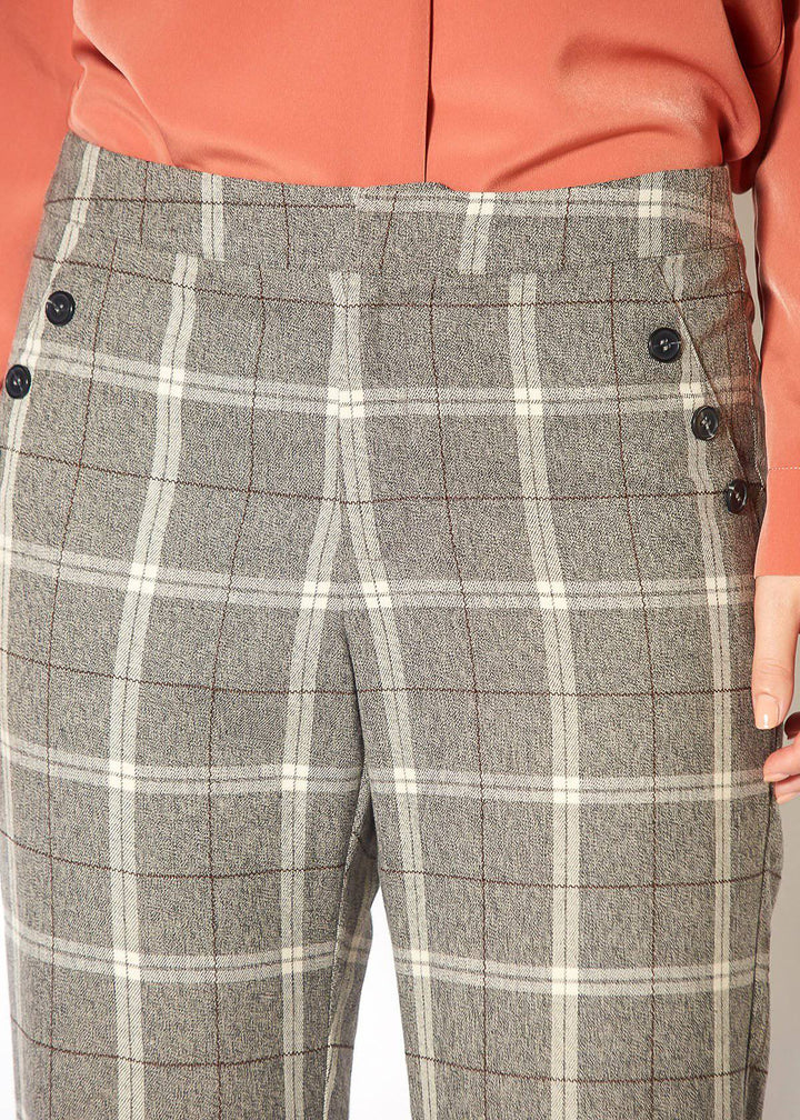 Women's Suiting Straight Pants in Mocha Plaid by Shop at Konus