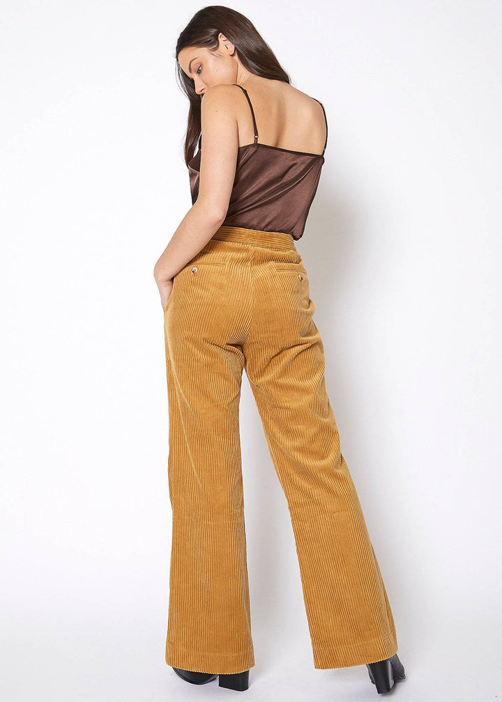 Women's Corduroy Wide Leg High Waist Pants in Dijon by Shop at Konus