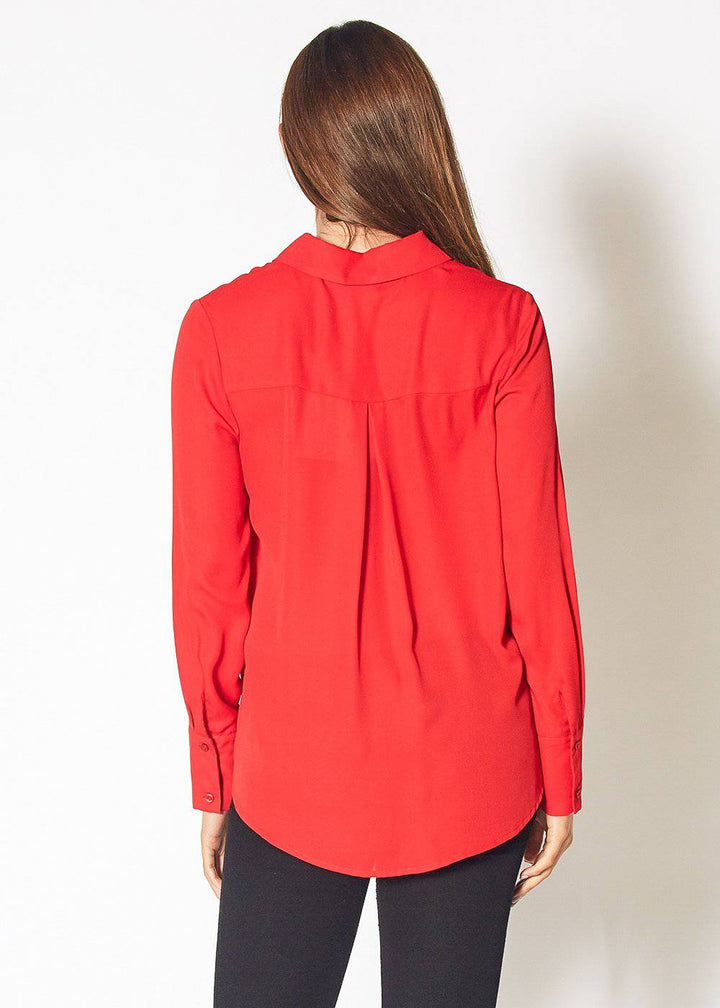 Women's Button Up Basic Everyday Shirt in Bright Red by Shop at Konus