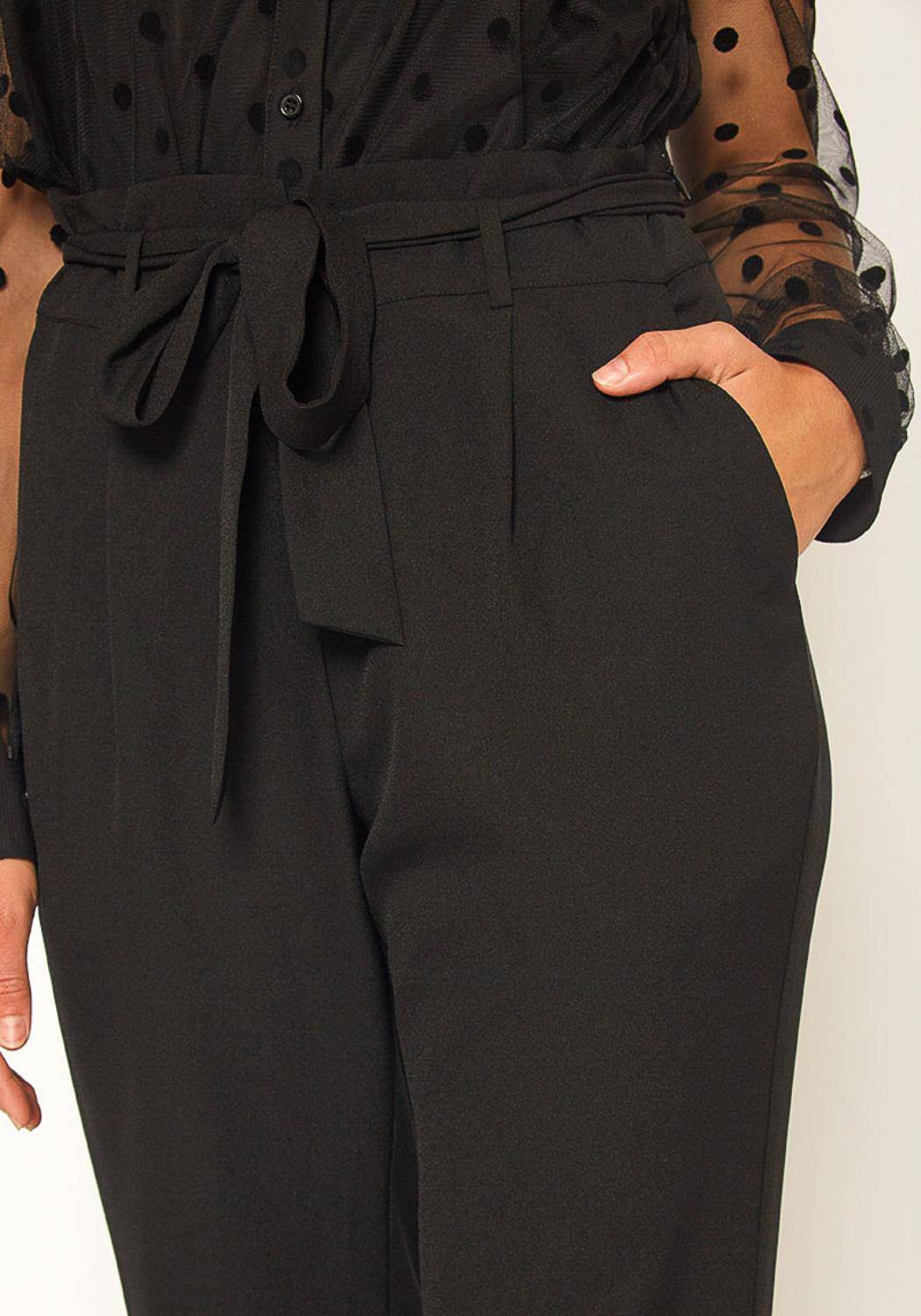 Women's Tie Waist Slim Trouser in Black by Shop at Konus