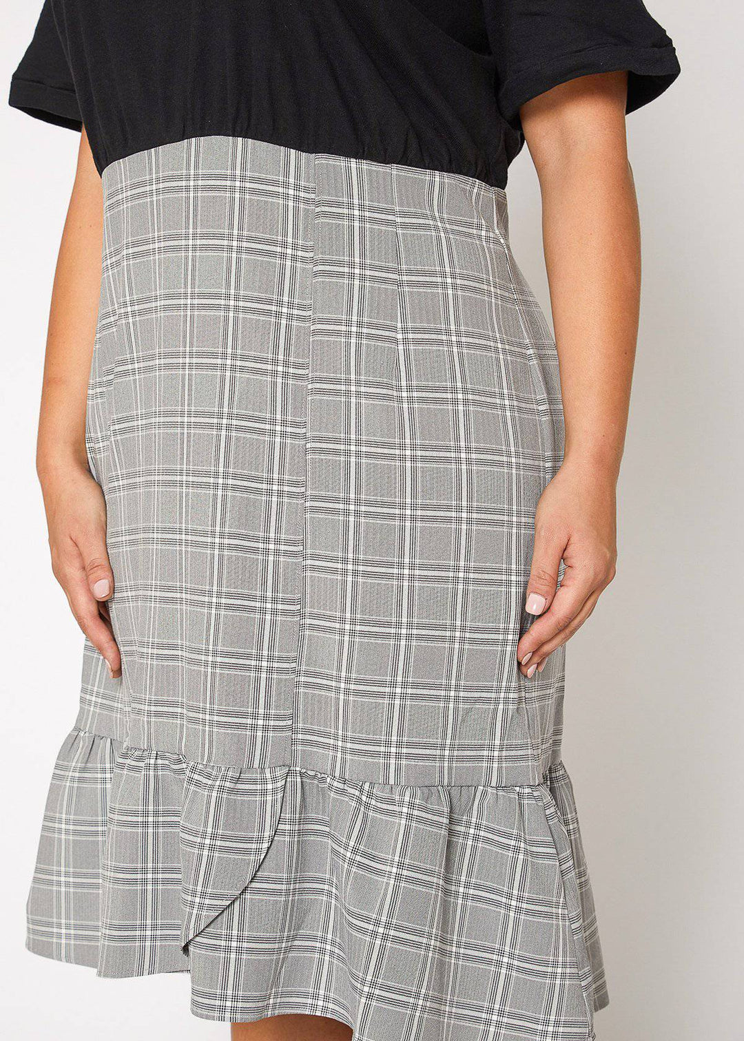 Plus Size Glen Plaid Mermaid Dress in Black by Shop at Konus