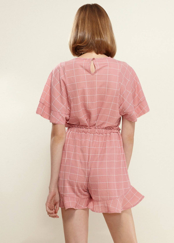 Women's Grid Print Blouse in Pinkwindow by Shop at Konus