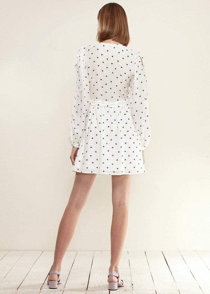 Triangle Print Long Sleeve Dress in White Triangle by Shop at Konus