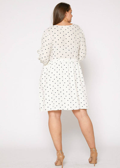 Plus Size Triangle Print Long Sleeve Dress in White Triangle by Shop at Konus