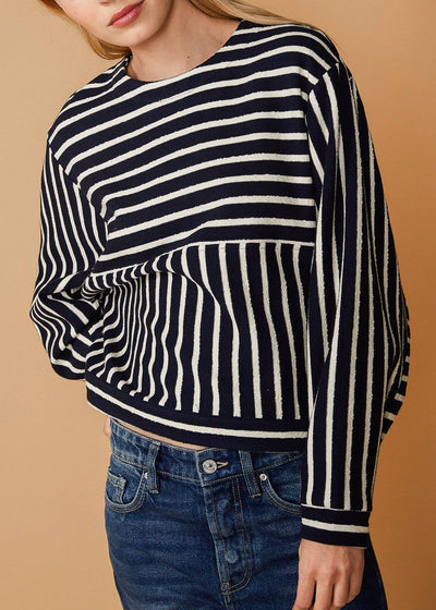 Stripe Dolman Sweatshirt in Midnight stripe by Shop at Konus