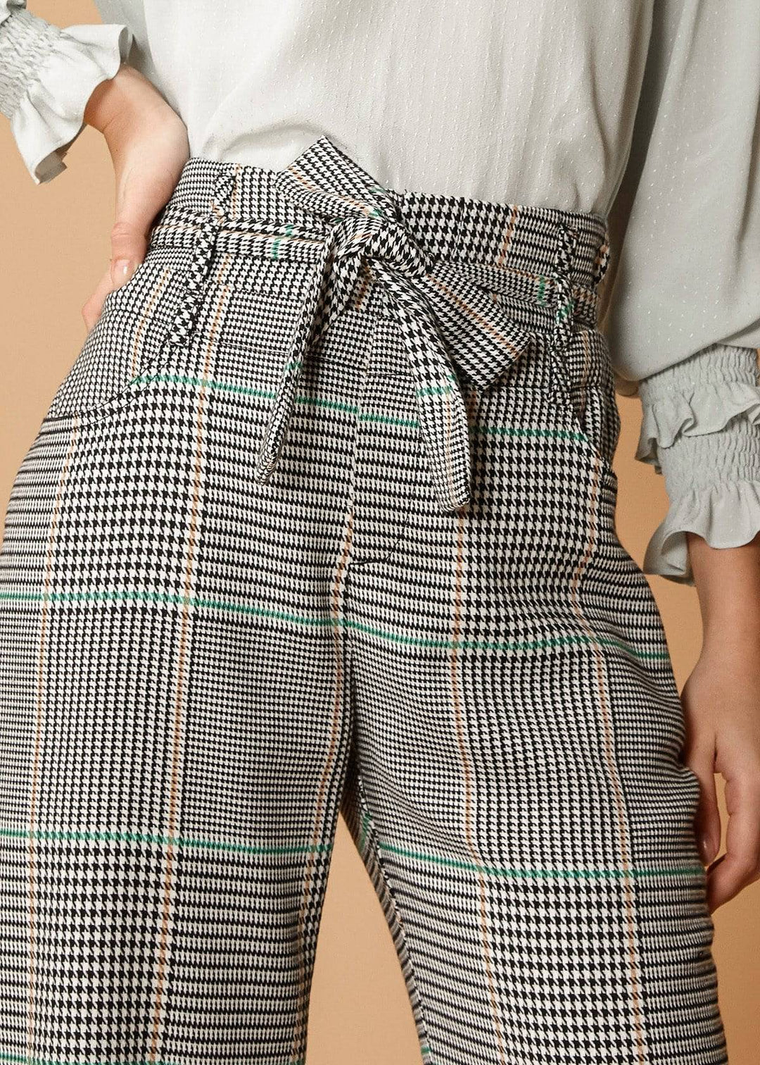 Women's Glen Plaid Tie Waist Cropped Pants in Fall Glen by Shop at Konus