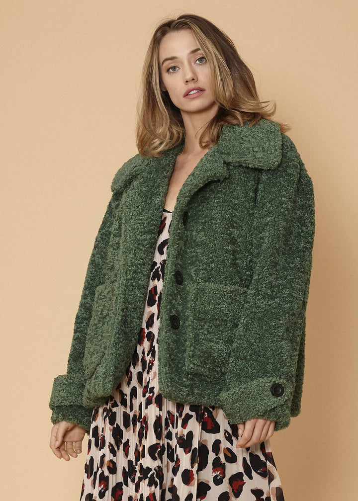 Women's Shearling Coat in Fallforest by Shop at Konus