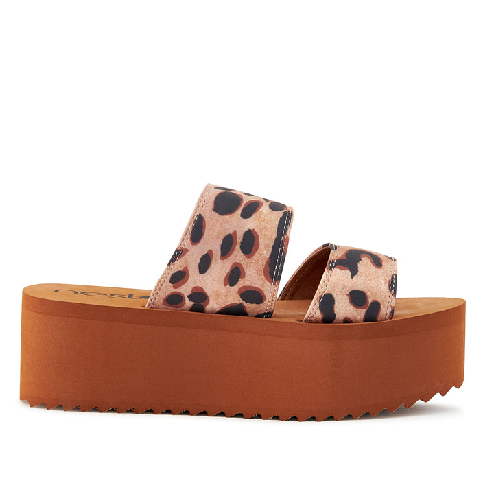 Women's Platform Sandal 2 Band Leopard by Nest Shoes