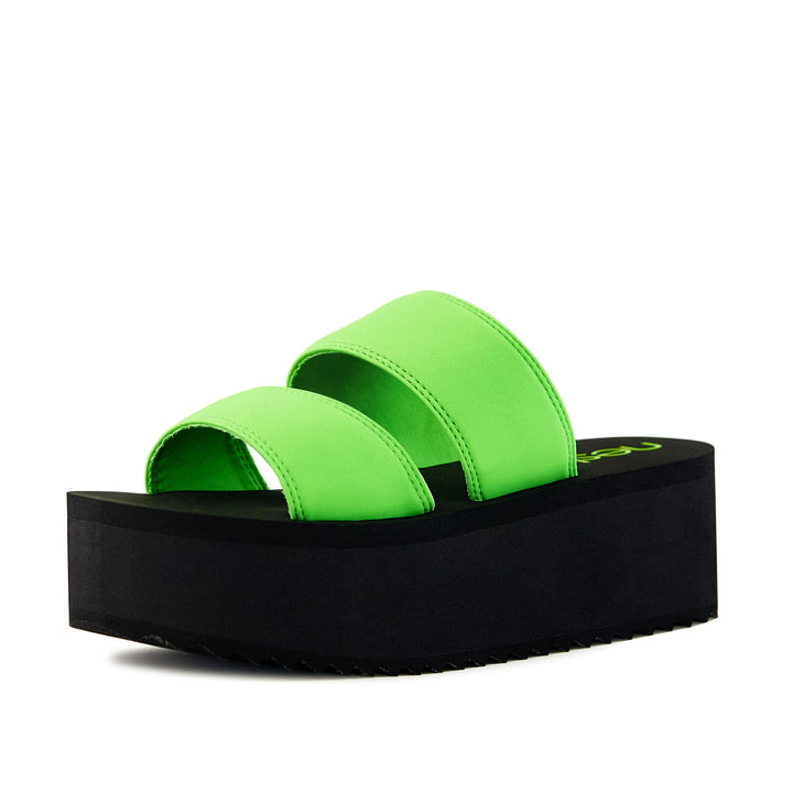 Women's Platform Sandal 2 Band Neon Green by Nest Shoes