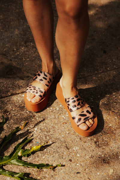 Women's Platform Sandal 2 Band Leopard by Nest Shoes