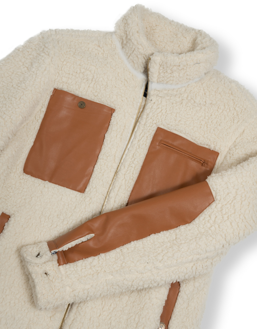 THE DEEP SHAG - CREAM & TAN SHERPA JACKET by Bajallama