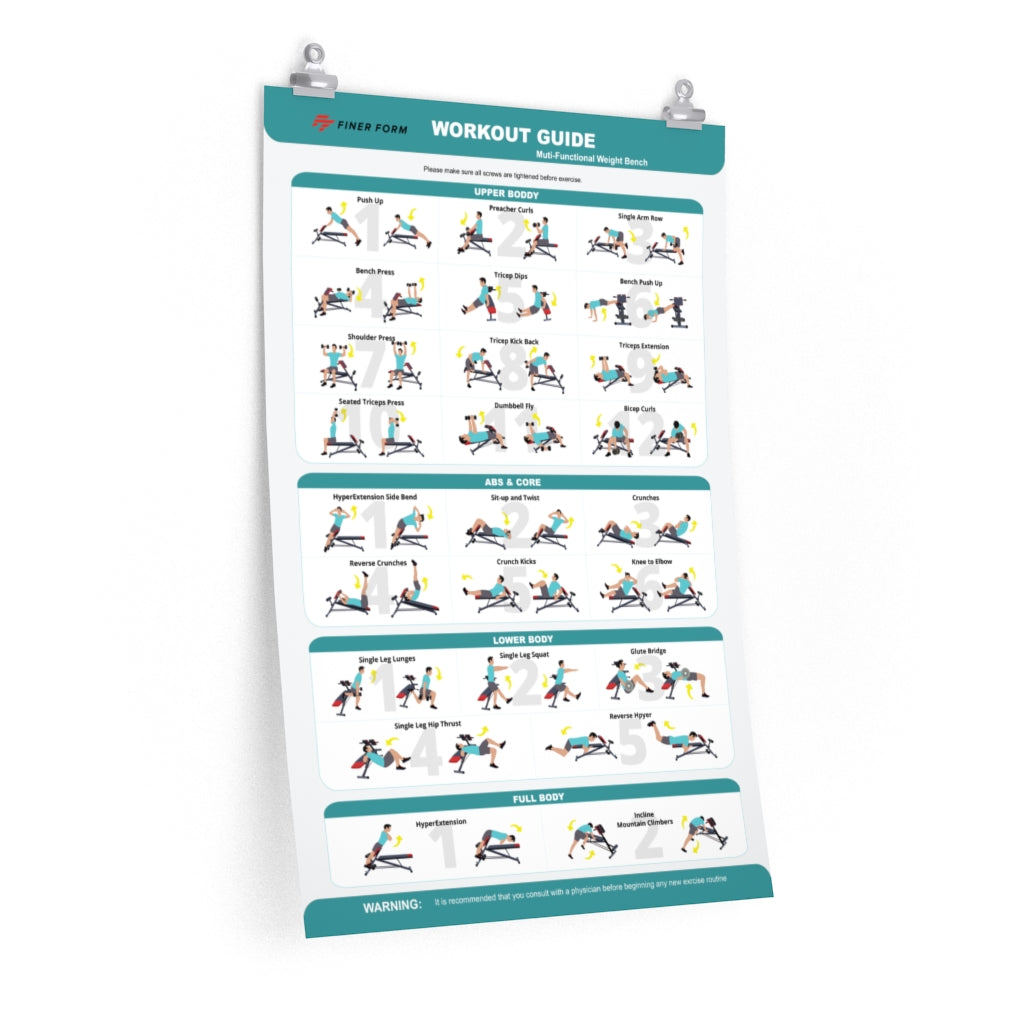 Workout Chart for Multi-Functional Bench by Finer Form