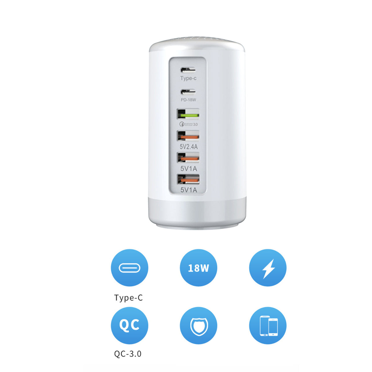 Tower USB With 6 High Speed Charging Ports by VistaShops