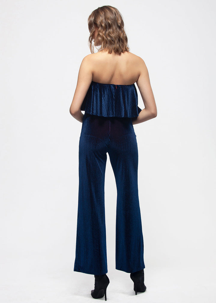 Women's Ribbed Velvet Tube Top Jumpsuit In Ultra Marine by Shop at Konus