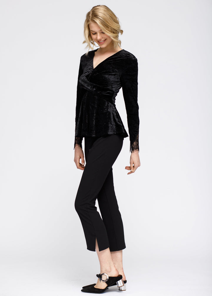 Women's Velvet Wrap Peplum Top by Shop at Konus