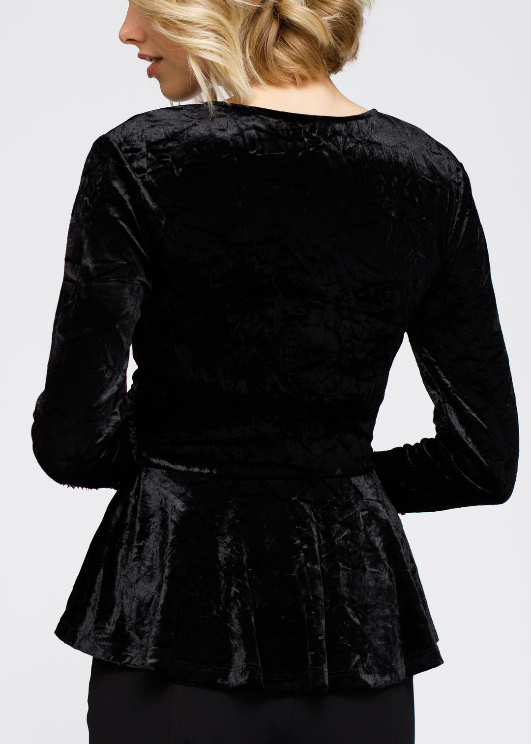 Women's Velvet Wrap Peplum Top by Shop at Konus