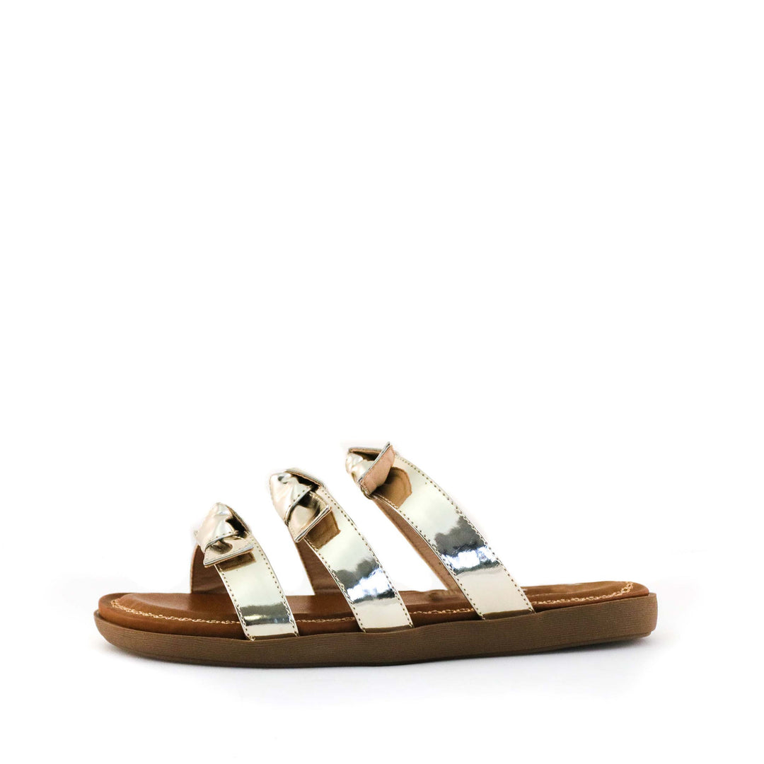 Women's Bristol Three Band Tie Sandal Gold by Nest Shoes