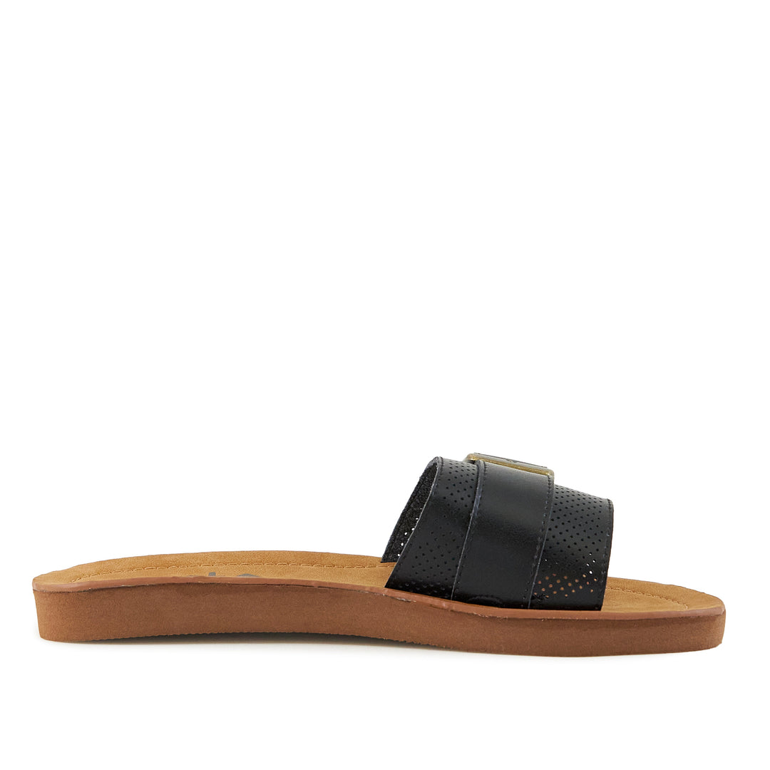 Women's Sandals Buckle Down Black by Nest Shoes